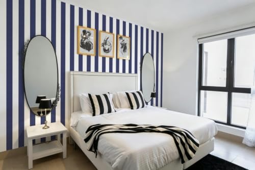 Jeweluck Blue Striped Wallpaper Peel and Stick Wallpaper 17.7”x196.8” - Image 3
