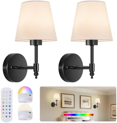 Battery Operated Wall Sconce Set of 2, Rechargeable Wireless Wall Lights by SoodMi