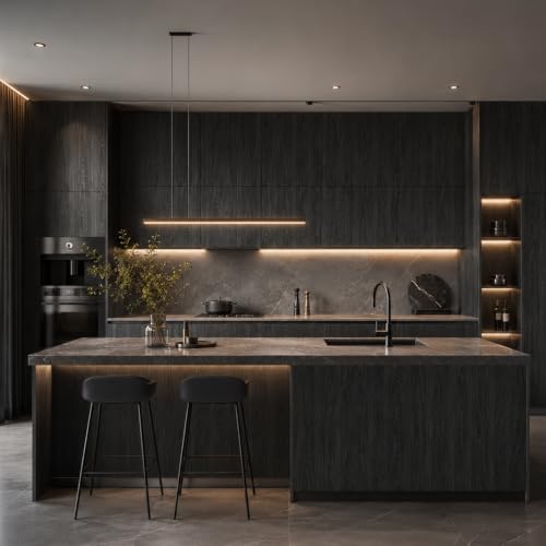 Black Silver Wallpaper Wood Grain Contact Paper Black Peel and Stick Wall Paper - Image 4