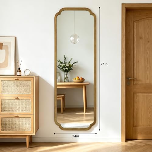 WallBeyond Full Length Mirror Wall Mounted 71"x24", Rustic Wooden Frame Floor - Image 2