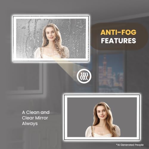 LOAAO 60"X36" LED Bathroom Mirror Black Framed - Image 4