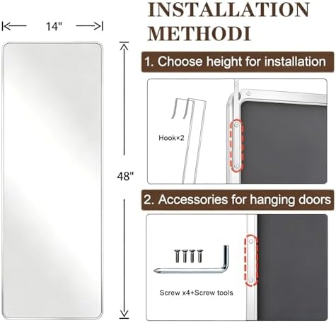 DMWOODFL 48"x14" Rounded Rectangle Over The Door Mirror - Image 2