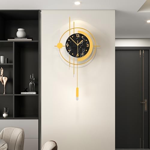 Large Modern Wall Clocks for Living Room Gold Silent Analog Clock by CreativeWallClock