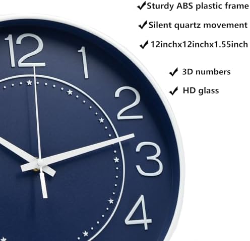 HZDHCLH 12 Inch Modern Wall Clock Battery Operated Silent Non Ticking - Image 3