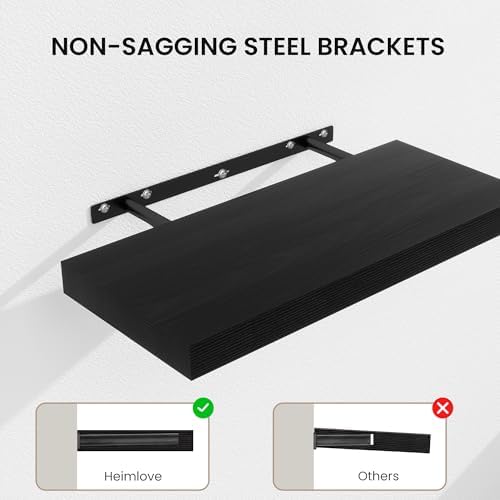 Heimlove Floating Shelves 23.6" W x 10.3" D Black Set of 2 - Image 4