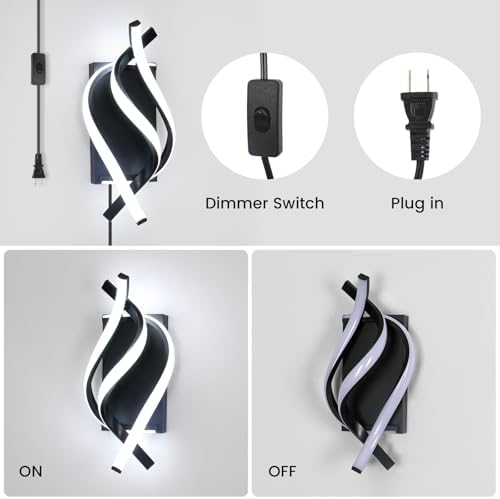 DELIPOP Modern Wall Sconces, 6500K Plug in Spiral LED Wall Sconce, 21W LED Wall - Image 3