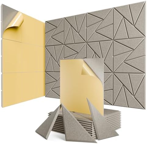 12 Pack Self-Adhesive Acoustic Panels, Sound Proof Foam Panels by ROOME