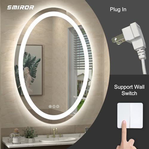 SMIROR 28x36 Oval LED Bathroom Mirror, Lighted Vanity Mirror - Image 5