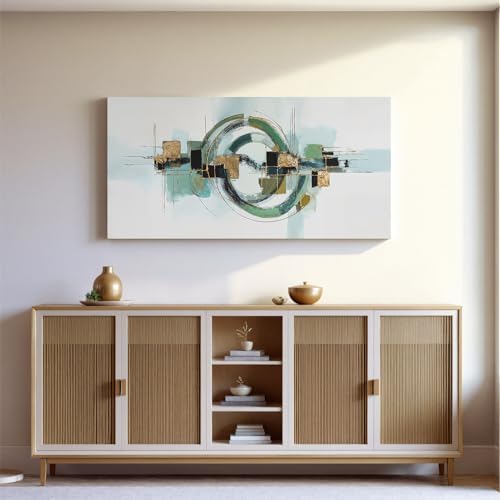 YISXINOAG Sage Green Gold Geometric Wall Art Minimalist Abstract 20"X40" - Image 6