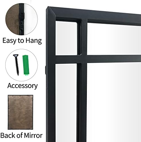 HQiJun Black Rectangle Mirror, Farmhouse Decorative Wall Mirror - Image 4