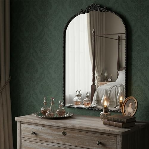 ZIYOO Vintage Baroque Arched Wall Mirror 36"x24" - Image 3