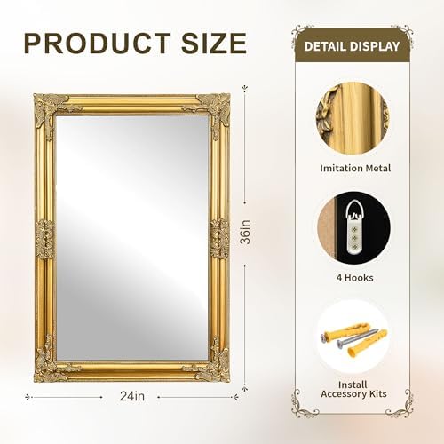 Vintage Gold Mirror for Wall - Image 2