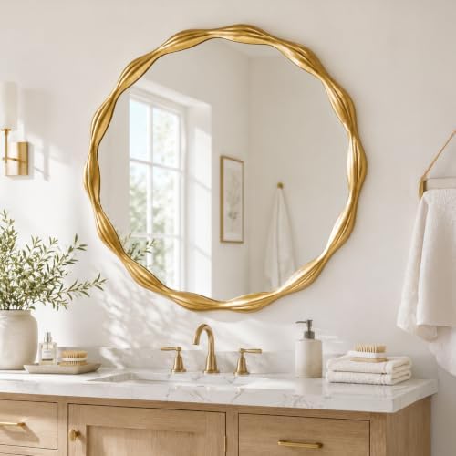 Saliwa 27 Inch Round Gold Wall Mirror - Image 5