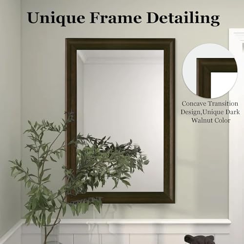 Rustic Wood Wall Mirror for Bathroom, Rectangle 24 x 36 Inch - Image 4