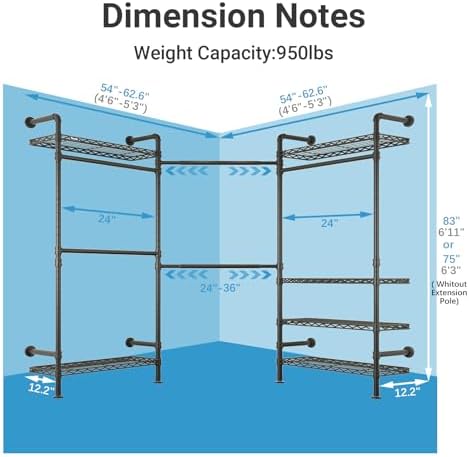 Timate L3 L Shape Garment Rack Heavy Duty Clothes Rack - Image 4