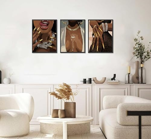 HHN 3 Pcs Black Woman Wall Art African American Black Female Pictures - Image 7