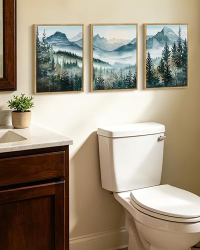 KUVIOKE Landscape Mountain Range Wall Art Set 11x14in Natural Framed - Image 6