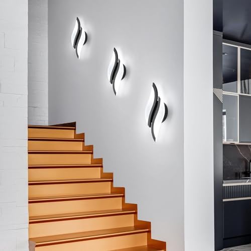 CANEOE 2 Packs Modern LED Wall Sconce 6000K Black Indoor Wall Light Fixtures - Image 2