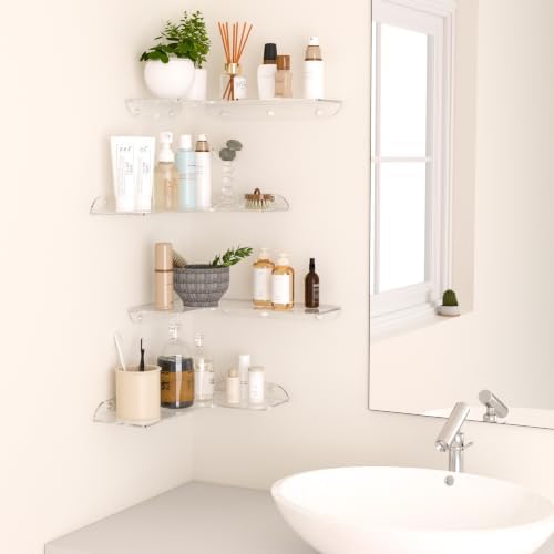 Sezanrpt 11.4x16 Inch Acrylic Corner Floating Shelf Set of 4, Security Cameras - Image 2