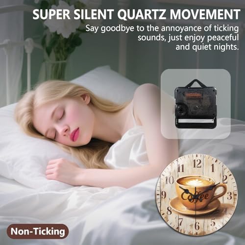 peacoblue Coffee Wall Clocks Battery Operated - Image 4