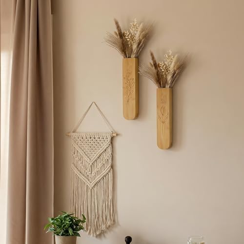 Wood Wall Vase Set of 2, 11.6 x 2.52 x 1.37 Inch - Image 4