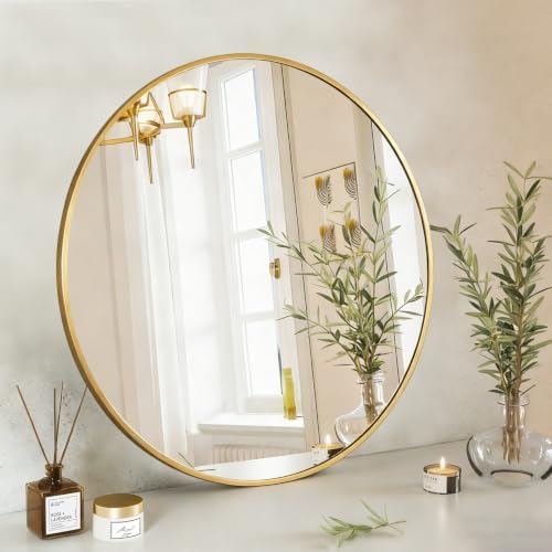 NEWBULIG 30 Inch Round Bathroom Mirror, Wall Mount Vanity Mirror by NEWBULIG