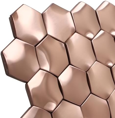 Hexagon 3D Wall Panels Bathroom Backsplash Tile Copper Metal Wall Mosaic Tiles - Image 3