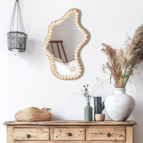 Boho Wall Decor Mirror 14"x9" Irregular Wall Mirror Small Farmhouse Rustic - Image 4