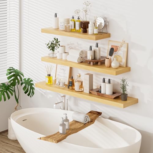 Heimlove 36 Inch Wall Shelf Bathroom Shelves Set of 2, Wall Mounted Shelves - Image 6