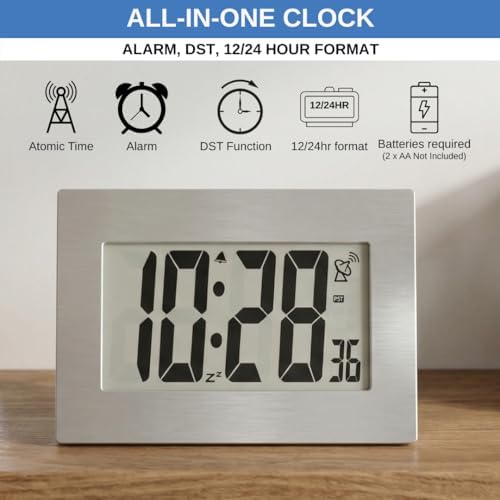 Atomic Digital Wall Clock Large Display Battery Operated | Large Number Digital - Image 4