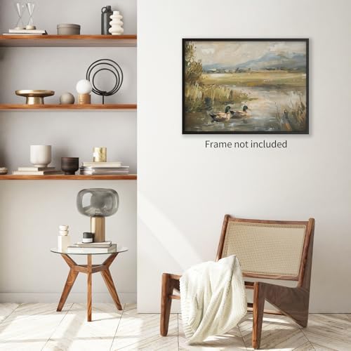 Haitunone Mallard Duck Pond Poster Animal Farmhouse Canvas Wall Art Vintage - Image 4