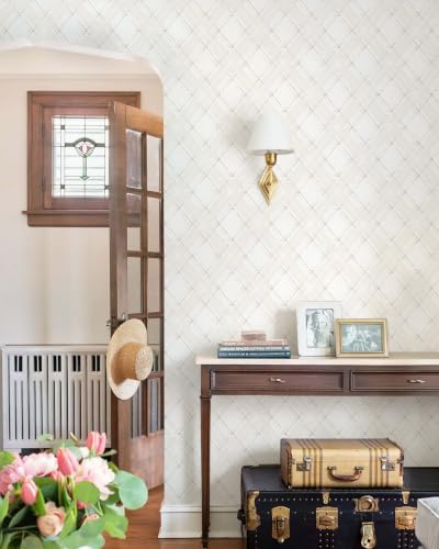 Dimoon Boho Peel and Stick Wallpaper Beige Lines Contact Paper 17.3x197in - Image 4