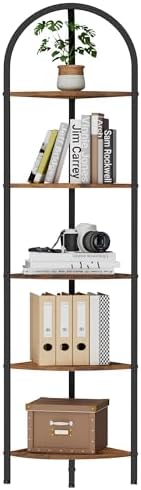 Homhedy 5-Tier Arched Corner Shelf Stand, Wall Corner Bookshelf by Homhedy
