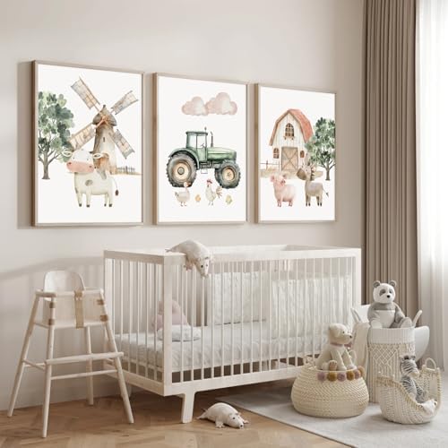 Nursery Farm Animal Wall Art Decor Baby Animal Canvas Prints Nursery Kids - Image 5