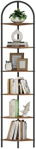 Homhedy 6-Tier Arched Corner Shelf Stand, Wall Corner Bookshelf by Homhedy