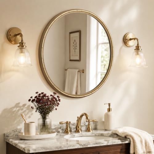 WallBeyond 28 Inch Gold Round Wall Mirror, Circle Mirror - Image 2