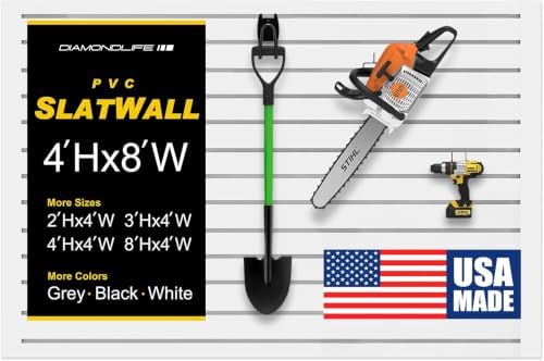 Heavy Duty 4'H x 8'W PVC Garage SlatWall Storage System by DLDIRECT
