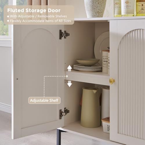 IFGET 92.63" W Modern Arched Sideboard Buffet Cabinet - Image 4