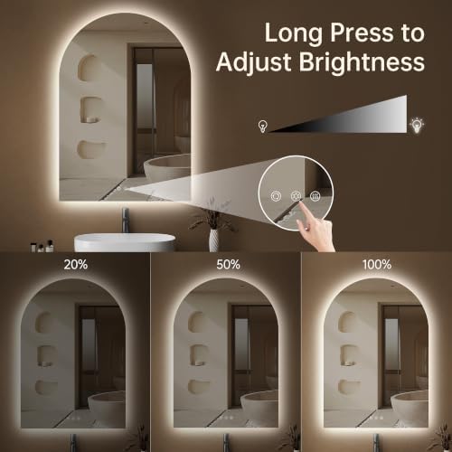 28"x40" Arched LED Lighted Bathroom Mirror - Image 4