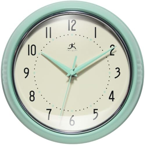Infinity Instruments Retro Round Metal Wall Clock, Pastel Green by InfinityInstruments