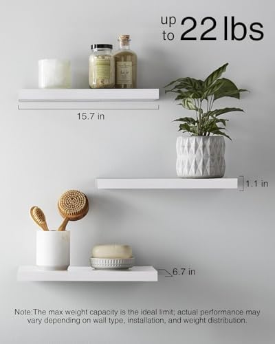 BAYKA White Floating Shelves 15.7in, Wall Mounted - Image 5