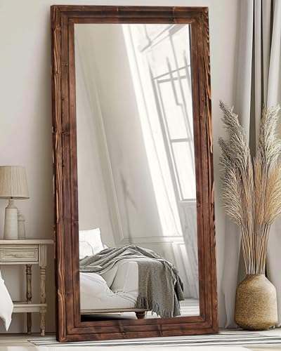 76x34in Full Length Mirror, 3-Tier Stepped Solid Wood Frame - Image 6