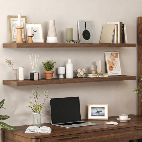 Heimlove Floating Shelves 55.1" W x 9.3" D Walnut Set of 2 - Image 2