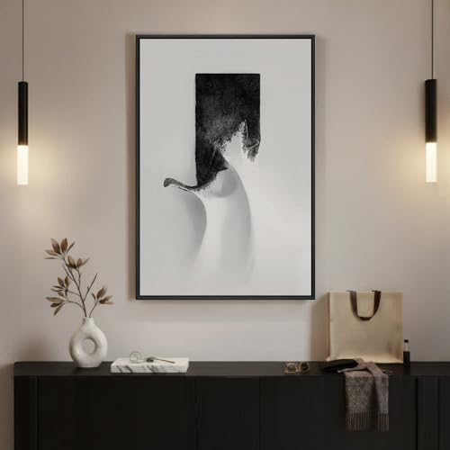 Framed Modern Black and White Abstract Wall Art, 1 Piece 24x36 In - Image 2