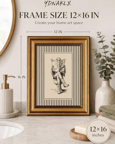 Gold Framed Wall Art, Funny Western Cowgirl Bathroom Canvas Prints, Cowgirl - Image 2