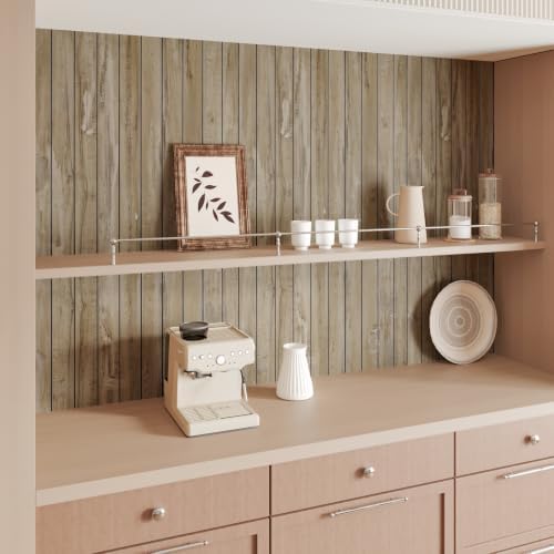 CHIHUT Weathered Brown Teak Foam Wood Slat Wall Panels 12"x79" Peel and Stick - Image 4