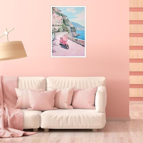 Bittiler Italian Beach Landscape Posters Amalfi Coast Pastel Canvas Wall Art - Image 5