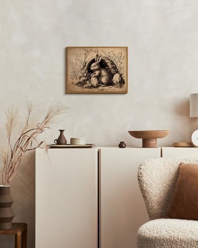 VIYYIEA Framed Rabbit Wall Art Rustic Farmhouse Decor, 12x16 Inch - Image 7
