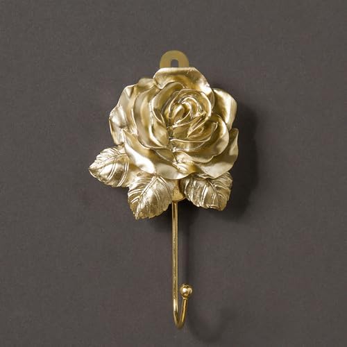 3 Pcs Gold Rose Decorative Wall Hooks, Resin Flower Towel & Key Hooks - Image 4