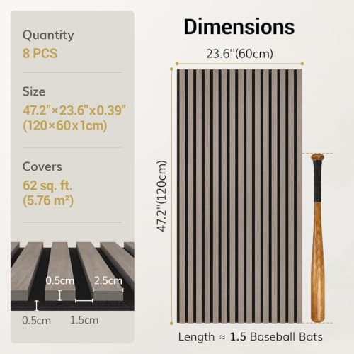 TONOR 8-Pack Wood Slat Panel, Acoustic Panels - Image 4